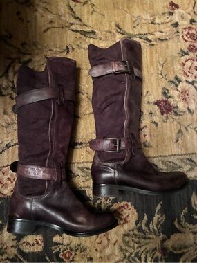 Cole Haan Brown Leather & Suede Riding Boots Nike Whitley Adjustable Buckles 6.5